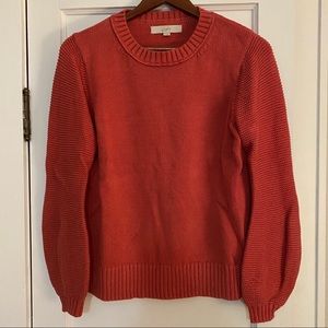 Coral Crew Neck Sweater with Bell Sleeves